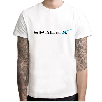Priestor X T Shirt pánske Tesla Tees Ležérny Top Dizajn Obsadiť Mars Modálne Tlač Tee Tričko Spacex Grafické Gitara Tees Mužov