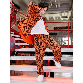 Chlapci Hip Hop Oblečenie Leopard Tlač Voľné Košele, Kabáta, Oranžové Nohavice Moderného Ballroom Dance Show Kostým Deti Fáze Nosenie BL5145