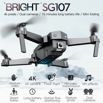 SG107 4K Videa 1080P 50X Zoom Gimbal Full HD Dual Camera Profesionálne RC Drone FPV 2.4 G WIFI Quadcopter Jedným z Kľúčových Vrátiť Skladacia