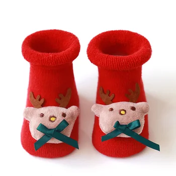 1pair Vianočné Ponožky detské Ponožky 0-3 rokov Poschodí Zimné Zahusťovanie Teplé Dieťa Novorodenca Ponožky