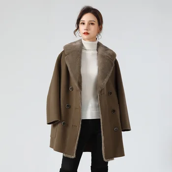 Skutočné zimné ženy kožušinový kabát, bundu s noriek kožušiny golier 2020 Iny horúce dáma viac veľkosť vlny zmesi noriek kožuchy vetrovka Z5