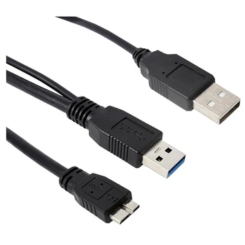 Dvojité Micro USB B 3.0 Y-Kábel Presuňte Pevný Disk Kábel, Čierny
