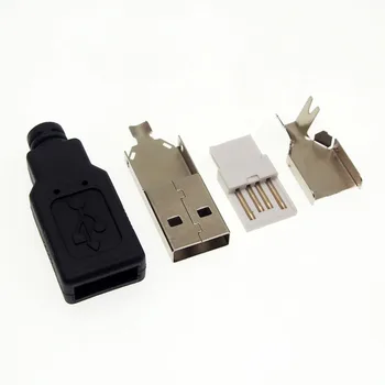 30set 3 v 1 USB-A male zástrčka s ochranným krytom Spájkovanie drôtu konektor usb 2.0