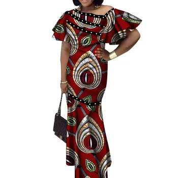 2020 lete Bazin Riche Afriky Šaty pre Ženy Vosk Tlač Spájať krátke Rukáv Morská víla Šaty Dashiki Afriky Oblečenie WY3524